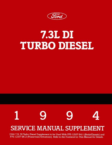 1994 Ford Truck 7.3L Turbo Diesel Engine Factory Shop Service Manual