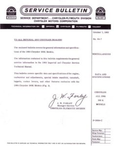 1964 Chrysler 300K Factory Shop Service Manual