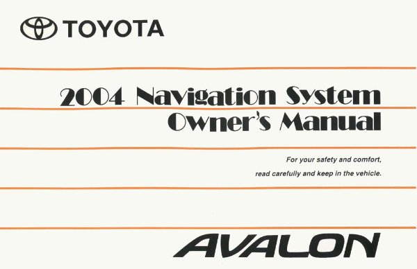 2004 Toyota Avalon Owner's Manual