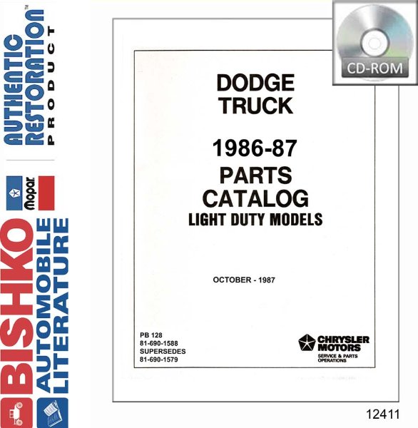 1986 1987 Dodge Light Duty Truck Parts Numbers List Guide PDF Catalog Interchange