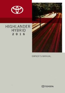 2016 Toyota Highlander Hybrid Owner's Manual