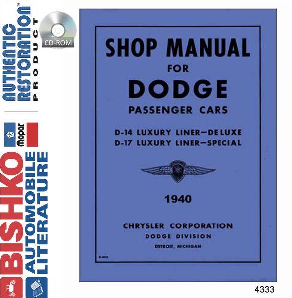 1940 Dodge All Models Factory Shop Service Manual
