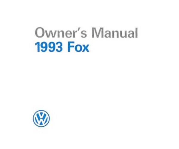 1993 Volkswagen Fox Owner's Manual