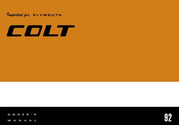 1992 Plymouth Colt Owner's Manual